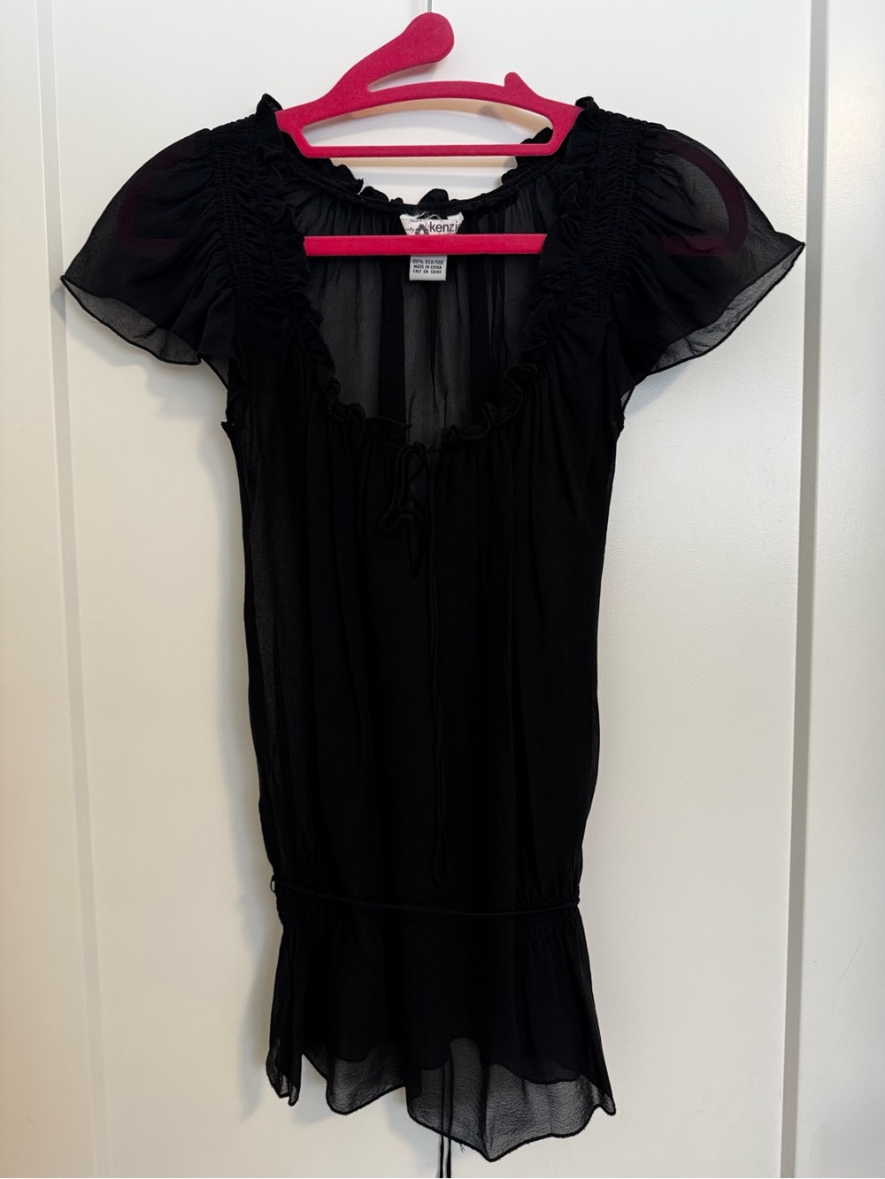 Kenzie Black Sheer Short Sleeve Tunic Top